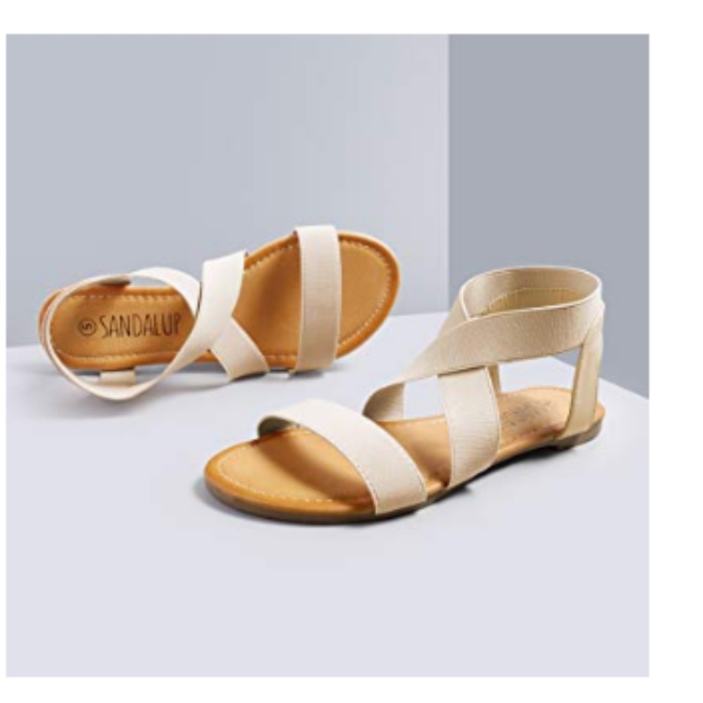 Elastic Flat Sandals - Picture 1 of 7